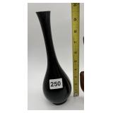 MARBLED GREEN AND BLACK PAINTED METAL BUD VASE