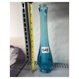 BLUE 12" SWUNG GLASS VASE