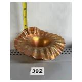 CARNIVAL GLASS FOOTED DISH W/ RUFFLE EDGE