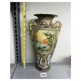 HAND PAINTED NIPPON VASE W/ 2 HANDLES COUNTRYSIDE