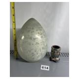 GLASS EGG AND CARNIVAL GLASS TOOTHPICK HOLDER