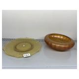AMBER PLATE AND CARNIVAL BOWL