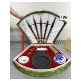 VINTAGE CHINESE 5 BRUSH CALLIGRAPHY SET