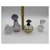 CUT GLASS PERFUME BOTTLE, MANY CHIPS, JEWELED