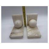 MARBLE BOOK ENDS, ONE NEEDS REGLUED