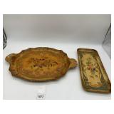 ANTIQUE PAPER MACHE FLORAL TRAYS