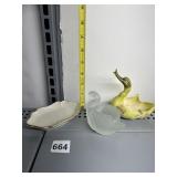 STAIN SWAN DISH, SWAN PLANTER