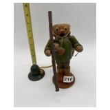 WOODEN SMOKER WITH LADY BUG AND BUNNY, BUNNY HAS