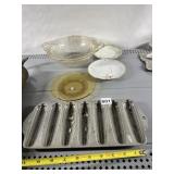 CORN DISH AMBER PLATE DOUBLE HANDLE DISH