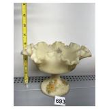 FENTON SATIN GLASS RUFFLE EDGE DISH
