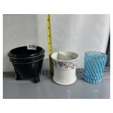 MUSTACHE CUP, BLACK AMYTHEST PLANTER, SWIRL