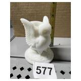 WHITE MILK GLASS OWL CANDLE HOLDER
