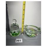 ART GLASS DISH AND PAPER WEIGHT