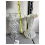 FENTON FRENCH OPALESCENT SPIRAL OPTIC SWIRL VASES