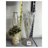 OIL LAMP AND PRESSED GLASS VINTAGE BASE