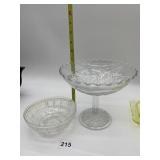 EARLY AMERICAN PATTERN GLASS COMPOTE DISH AND