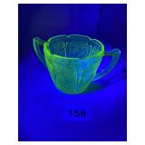 DOUBLE HANDLE VASELINE URANIUM SUGAR BOWL