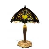 ART NOUVEAU TABLE LAMP CONSTRUCTED WITH SIX SLAG