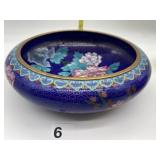 BLUE CLOISONNE FRUIT BOWL COBALT BLUE BACKGROUND