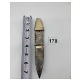 STERLING INDIAN CHIEF BONE CARVED HANDLE KNIFE