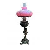 ART NOUVEAU BANQUET LAMP WITH A CHERUB ON THE