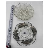 SILVER RIM PLATE AND GLASS BUBBLE DESIGN PLATE