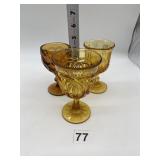 AMBER COIN SPOT PEDESTAL JUICE GLASSES THREE