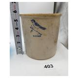 GRAY BLUEBIRD DECORATED CROCK