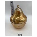 MARIGOLD CARNIVAL GLASS PEAR CANDY DISH