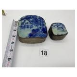 TWO CHINESE REPOUSSE WORK TRINKET BOXES W/ INLAID