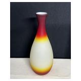 MID CENTURY PEACH BLOW TRI-COLOR VASE