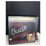 BUDWEISER SIGN LIGHTS UP NICE CONDITION NO DAMAGE