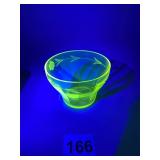DELICATE VASELINE URANIUM ETCHED GLASS BOWL