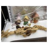 3 HOMCO FAIRIES FIGURES, MACRAME HANGER