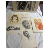 ASSORTED PRINTS, SIGNED DRAWINGS ETC.