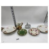 ANTIQUE TEACUP SAUCERS, LEFTON CREAMER