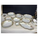 10 HAND PAINTED LIMOGE SERVING PIECES AND 1 CUP