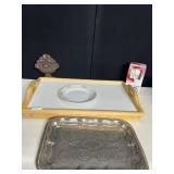 BED TRAY, METAL TRAY, PLASTIC SPOONS