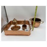 COPPER CHAFER HOLDER, SMALL POT, DOUBLE HANDLE