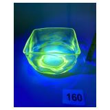 VASELINE URANIUM GLASS SQUARE BOWL