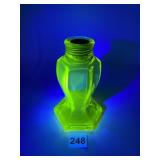 VASELINE GLASS THREADED TOP CANDLE HOLDER URANIUM