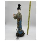 DANCE OF THE GEISHA CLOISONNE FIGURE ON WOOD BASE