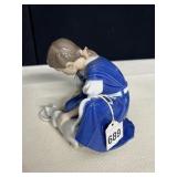 B AND G #1745 PORCELAIN GIRL WITH CAT 5 IN HIGH