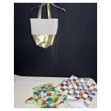 SZ. SM. HOLIDAY PANTS, LIGHT GOLD/CREAM TOTE,