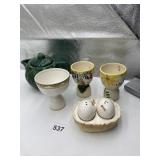 EGG CODDLERS, CABBAGE TEAPOT, EGG SALT AND PEPPER