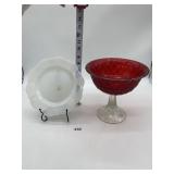 OPAQUE PLATE AND PEDESTAL BOWL