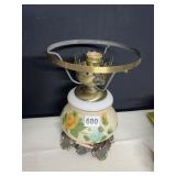 HAND PAINTED HURRICANE LAMP BASE FLOWER DESIGN NO