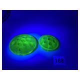 2 FLOWER FROGS ONE HAS CHIP BY HOLE