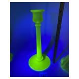 VASELINE URANIUM GLASS CANDLESTICK