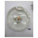 MILK GLASS CAMEO CENTER ASHTRAY AND LIGHTER